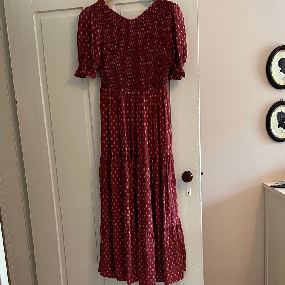 Christy Dawn Brooklyn Burgundy Maxi Dress with Smocked Bodice - Picture 4 of 4
